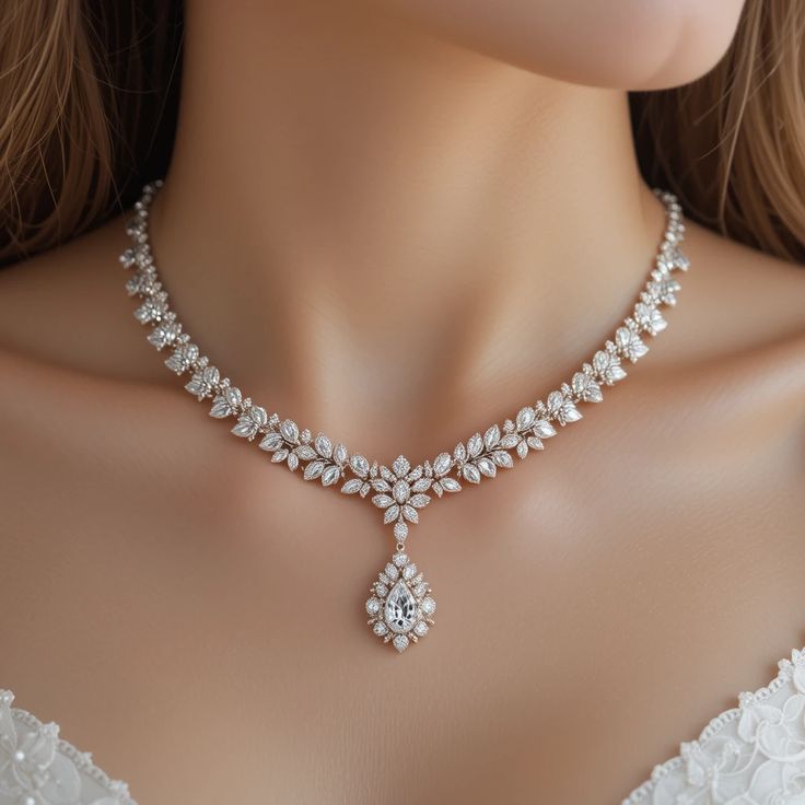 Crystal Blossom Bridal Necklace
