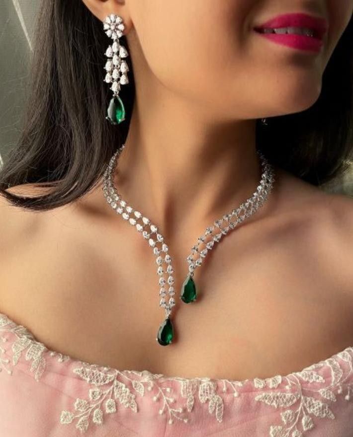 Regal Emerald Twin Drop Necklace