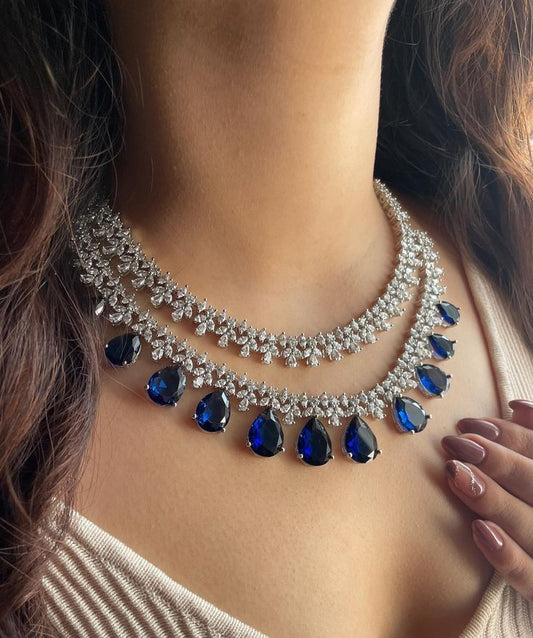 Imperial Blue Drop Diamond Necklace